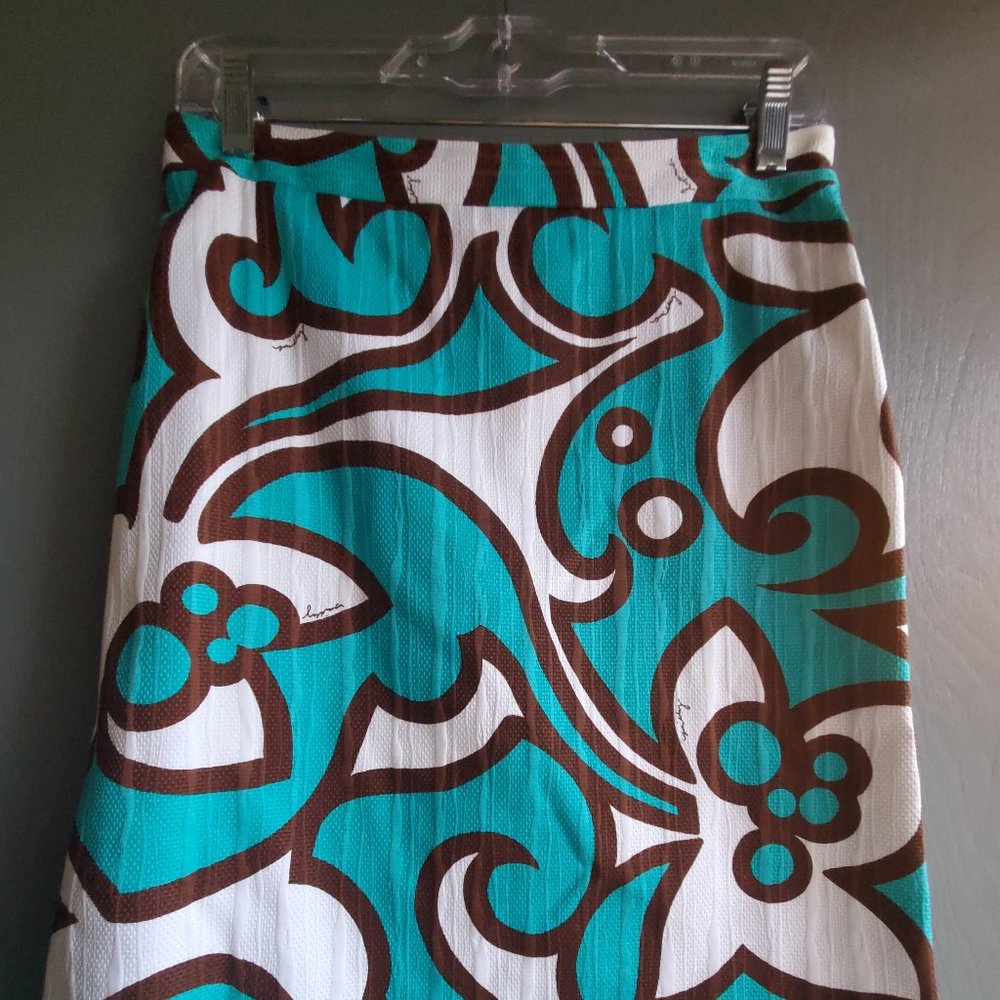 'An Original by Milly of New York' Textured Brown White Teal Skirt - Size 6